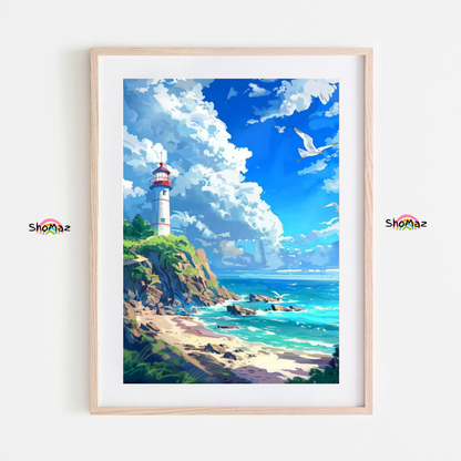 Majestic Lighthouse by the Sea - Coastal Paint by Numbers Kit