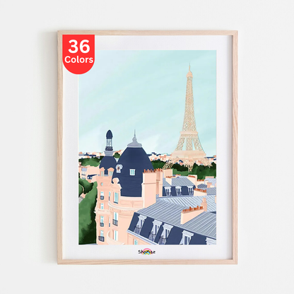 Paris Rooftops and Eiffel Tower | Paint by Numbers Kit | DIY Parisian Scene Art | Gift for Francophiles