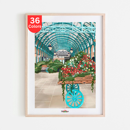 Covent Garden Floral Cart | Paint by Numbers Kit | DIY London Cityscape Art | Perfect Gift for Her
