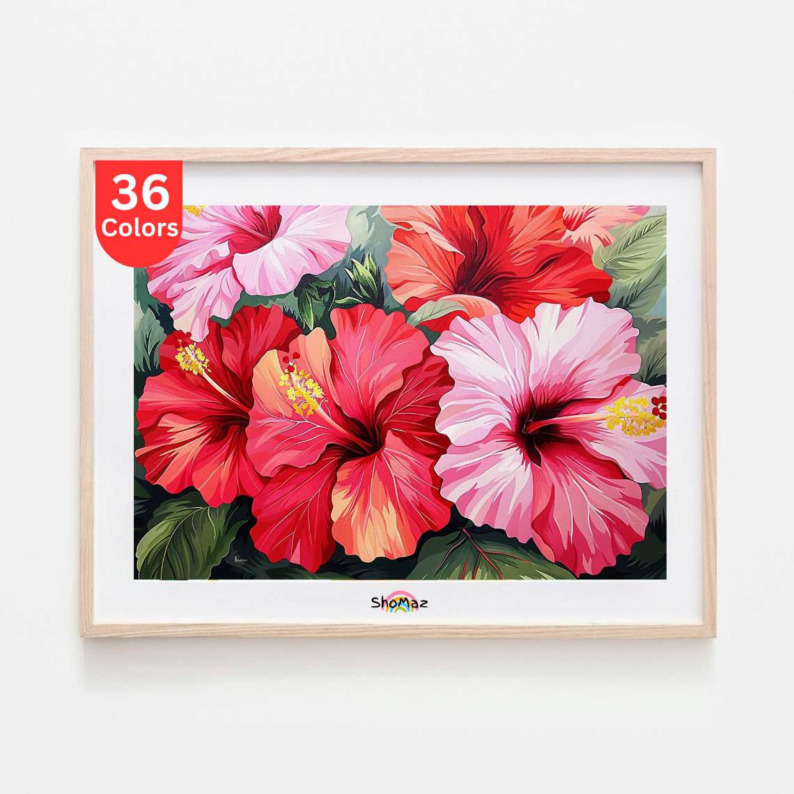 Vibrant Hibiscus Flowers | Paint by Numbers Kit | DIY Acrylic Painting | Perfect Gift for Garden Lovers