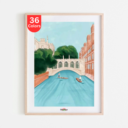 Cambridge Punting on River | Paint by Numbers Kit | DIY British Cityscape Art | Perfect for Travelers