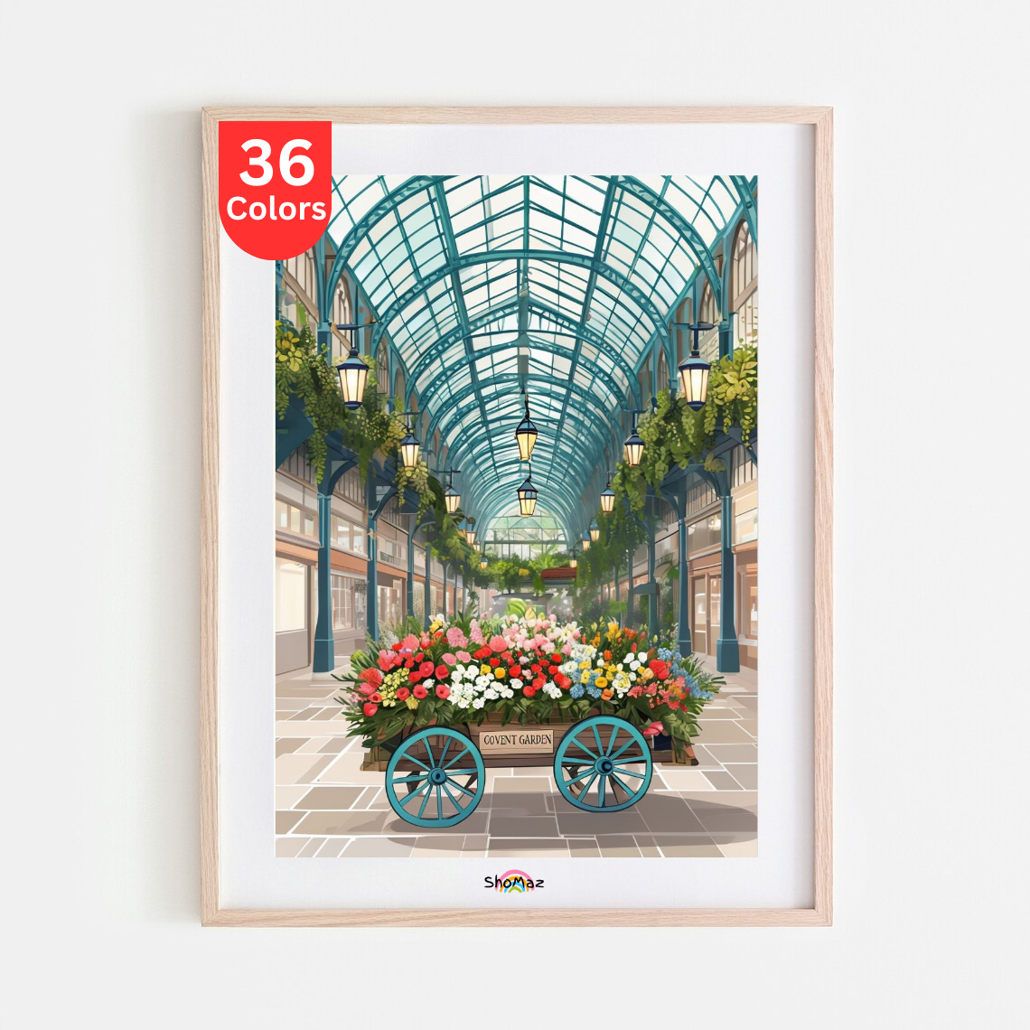 Covent Garden Market Paint by Numbers Kit | Floral Cart and Arched Ceiling Art | DIY London Scene for Adults, Home Décor