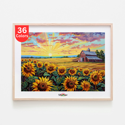 Sunflower Field at Sunrise | Paint by Numbers Kit | DIY Wall Art | Perfect Gift for Her | Home Decor
