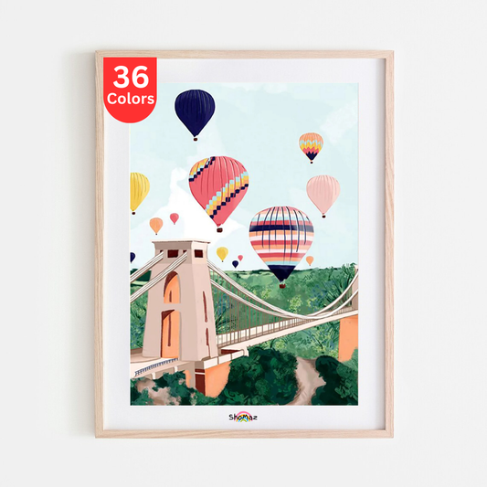 Bristol Balloon Festival Over Bridge | Paint by Numbers Kit | DIY Scenic Art | Perfect for Adventure Lovers