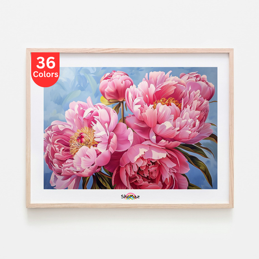 Elegant Pink Peonies | Paint by Numbers Kit | DIY Art Project | Floral Wall Decor | Gift for Her