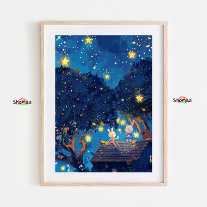 Nighttime Magic with Stars and Friends - Paint by Numbers Delight