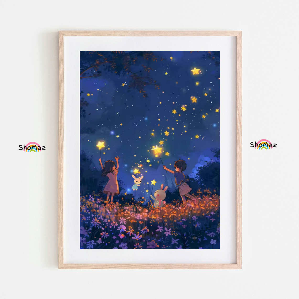 Starry Night Adventure with Bunnies - Whimsical Paint by Numbers
