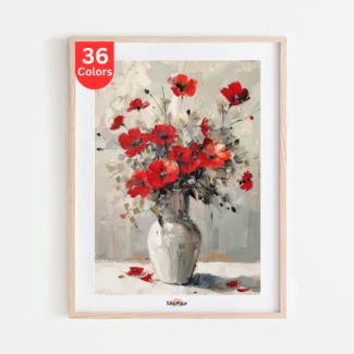 Abstract Red Poppies in Vase Paint by Numbers Kit