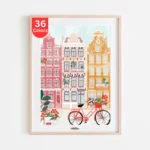 Charming Amsterdam Street Scene Paint by Numbers Kit