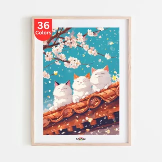 Charming Cats on Roof Paint by Numbers Kit