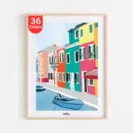 Colorful Burano Canal Houses Paint by Numbers Kit