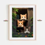 Curious Kittens in Rustic Window Paint by Numbers Kit