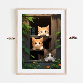 Curious Kittens in Rustic Window Paint by Numbers Kit
