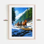 Galloping Horses in Snowy Forest Paint by Numbers Galloping Horses in Snowy Forest Paint by Numbers