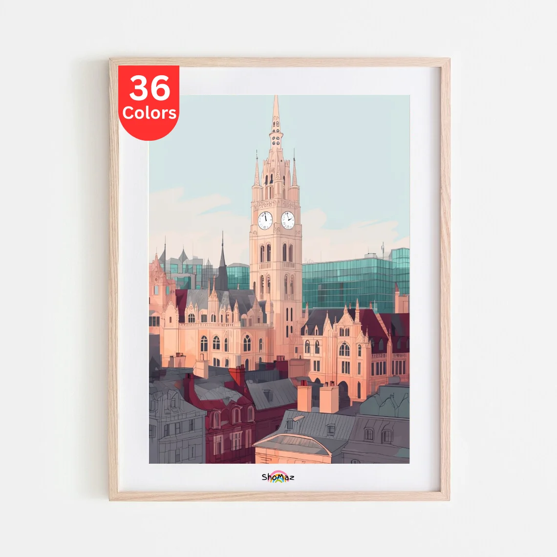 Gothic Clock Tower & Modern Skyline Paint by Numbers