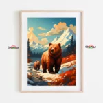 Grizzly Bears on Snowy Path Paint by Numbers Kit
