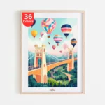 Hot Air Balloons Over Bridge Paint by Numbers Kit
