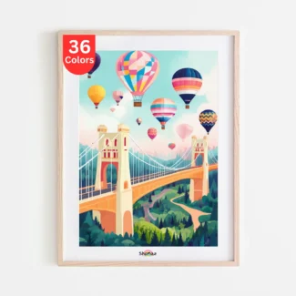 Hot Air Balloons Over Bridge Paint by Numbers Kit