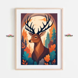 Majestic Deer in Autumn Leaves Paint by Numbers Kit