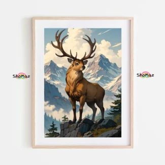 Majestic Stag in Mountain Landscape Paint by Numbers
