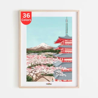 Mt. Fuji & Cherry Blossoms Paint by Numbers Kit