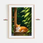 Orange Tabby Cat Window Sill Paint by Numbers Kit