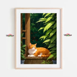 Orange Tabby Cat Window Sill Paint by Numbers Kit