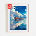 Orange Train Dreamy Landscape Paint by Numbers Kit