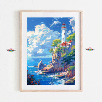 Picturesque Lighthouse on a Cliff - Scenic Paint by Numbers