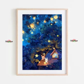 Starry Sky with Adorable Animals Paint by Numbers art