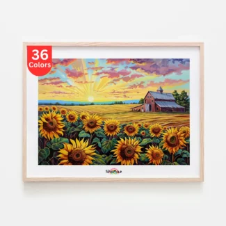 Sunflower Field at Sunrise Paint by Numbers Kit