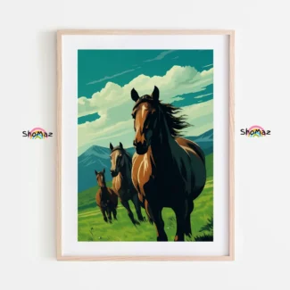 Three Horses Running Meadow Paint by Numbers Kit