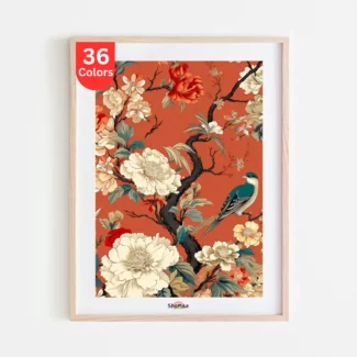 Vibrant Floral and Bird Paint by Numbers Kit