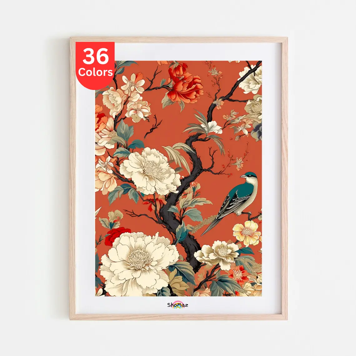 Vibrant Floral and Bird Paint by Numbers Kit