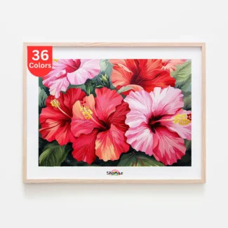 Vibrant Hibiscus Flowers Paint by Numbers Kit