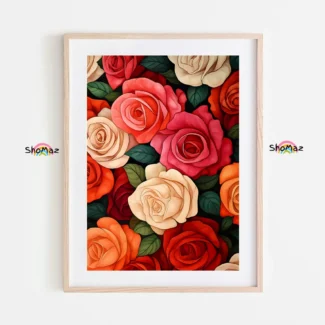 Vibrant Roses on Black Background Paint