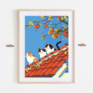 Playful Cats on a Rooftop - Paint by Numbers Kit for Cat Lovers